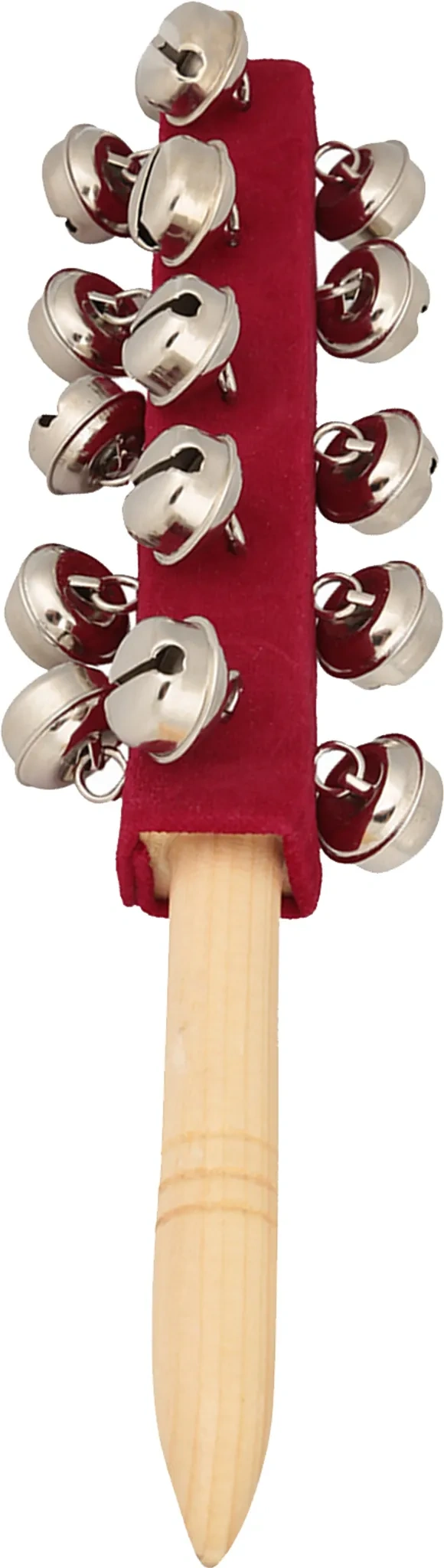 Holz-Handheld Jingle Bells Bar – 21 Glöckchen Schlitten Stick (rot)