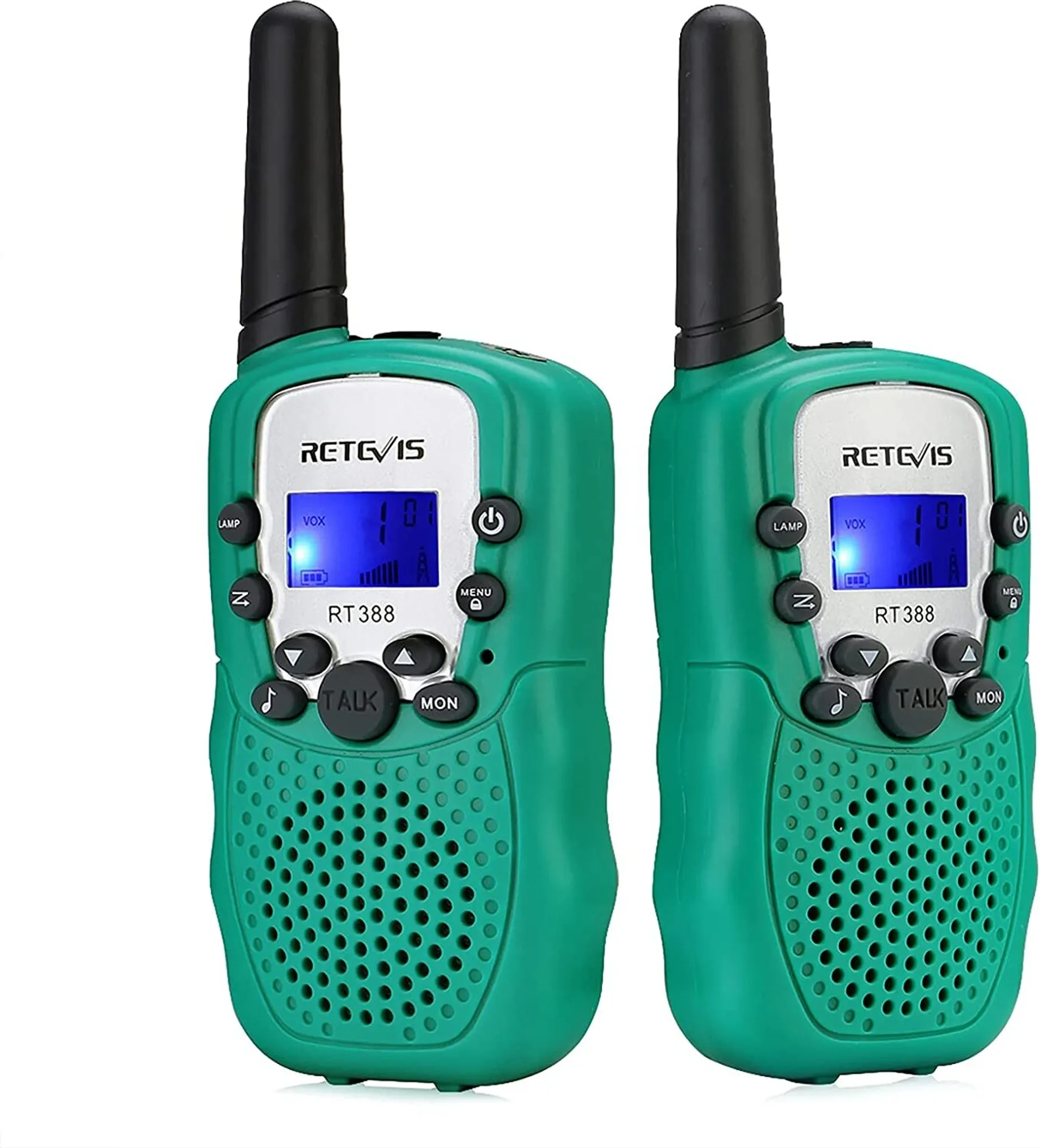 Retevis RT388 Walkie Talkie für Kinder – 2er Set mit Taschenlampe & Tastensperre