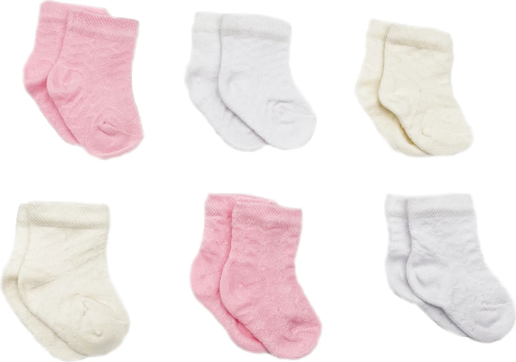 NoblesBox Baby Socken – Weiß, Beige & Rosa Mix (36 Paar)