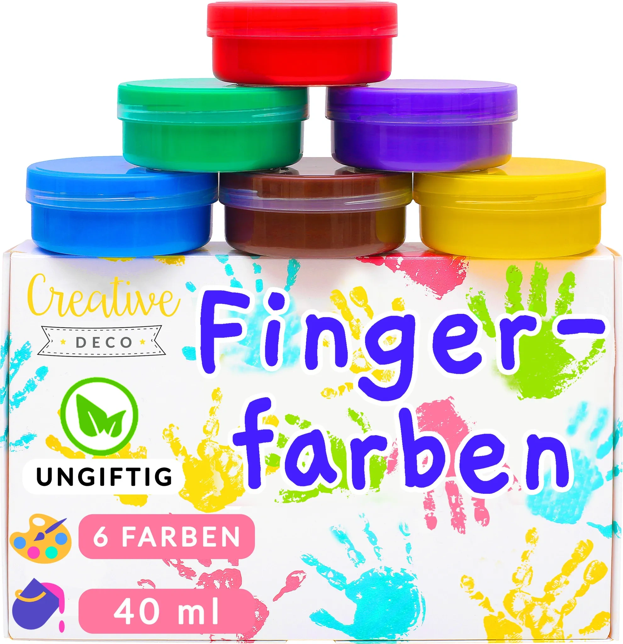 Creative Deco Fingerfarben Set – 6 x 40 ml